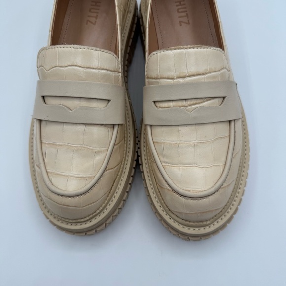 SCHUTZ Viola Croc Embossed Leather Chunky Slip On Loafers Size 8B - Picture 9 of 17